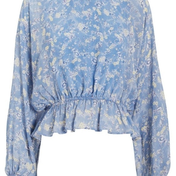 LoveShackFancy Nellie Bluejay Silk Top Blouse - Picture 7 of 7